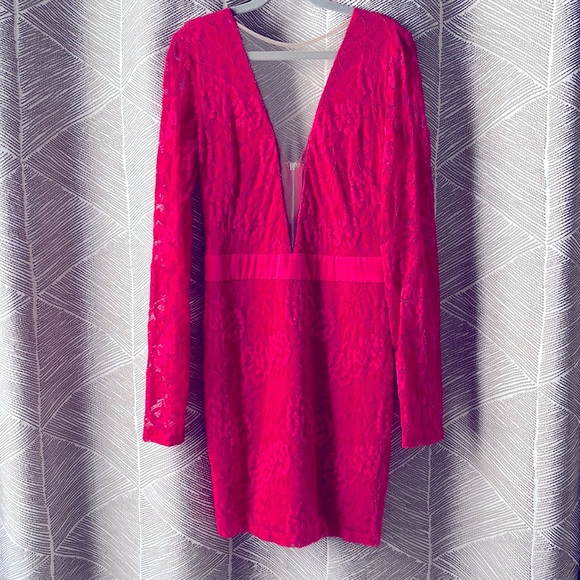 Bebe Shawna Hot Pink Lace Dress Size 00 - Picture 5 of 10